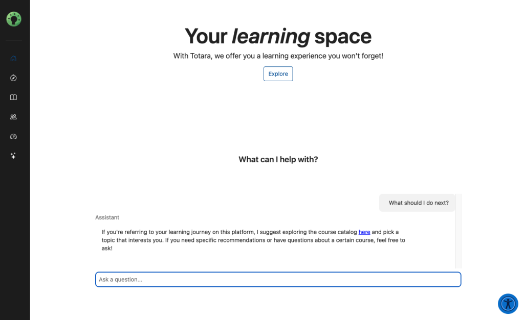 interface of the home page of Totara LMS by Inokufu
